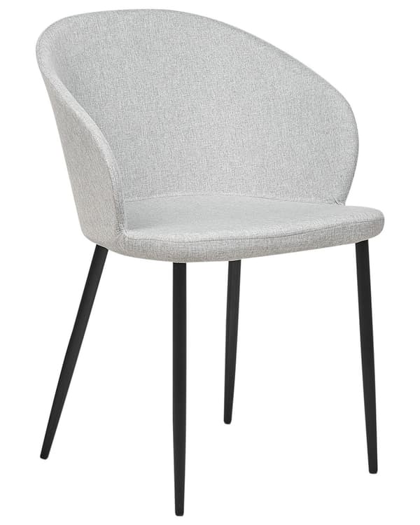 Set med 2 matstolar Ljusgrå tygklädda Svarta ben Retrostil Vardagsrumsmöbler