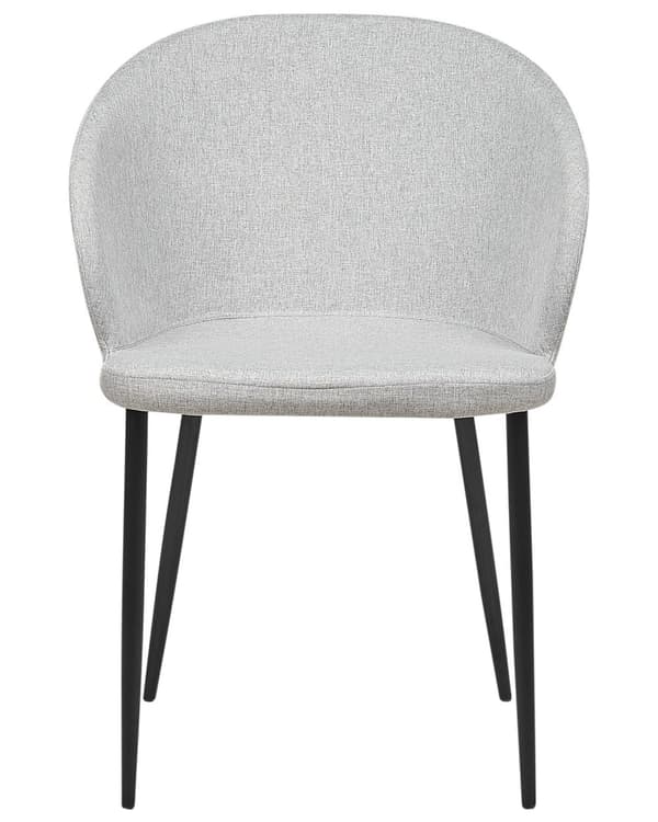 Set med 2 matstolar Ljusgrå tygklädda Svarta ben Retrostil Vardagsrumsmöbler