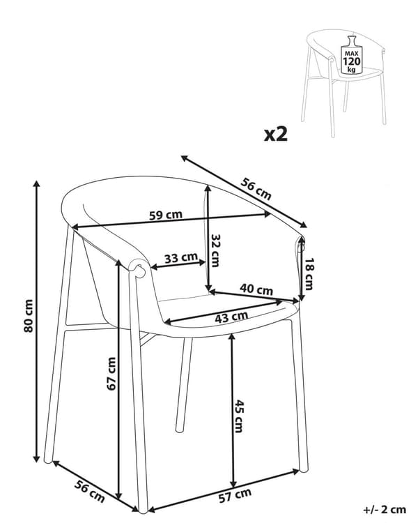 Uppsättning med 2 matstolar Grön tygklädsel Modern design Sittmöbler för matsal