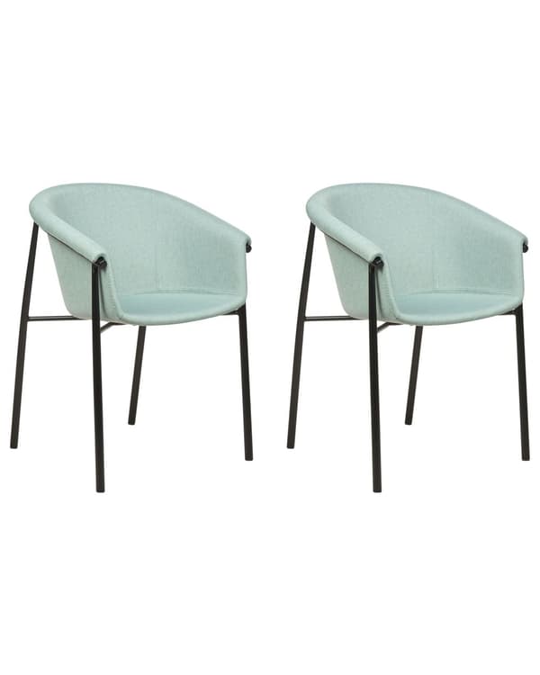 Uppsättning med 2 matstolar Grön tygklädsel Modern design Sittmöbler för matsal