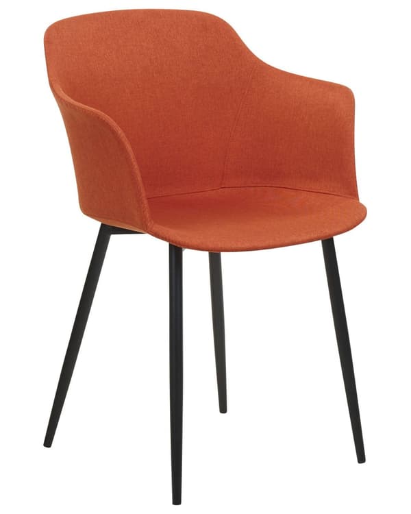 Uppsättning med 2 matstolar Orange tygklädda Svarta ben Retrostil Vardagsrumsmöbler