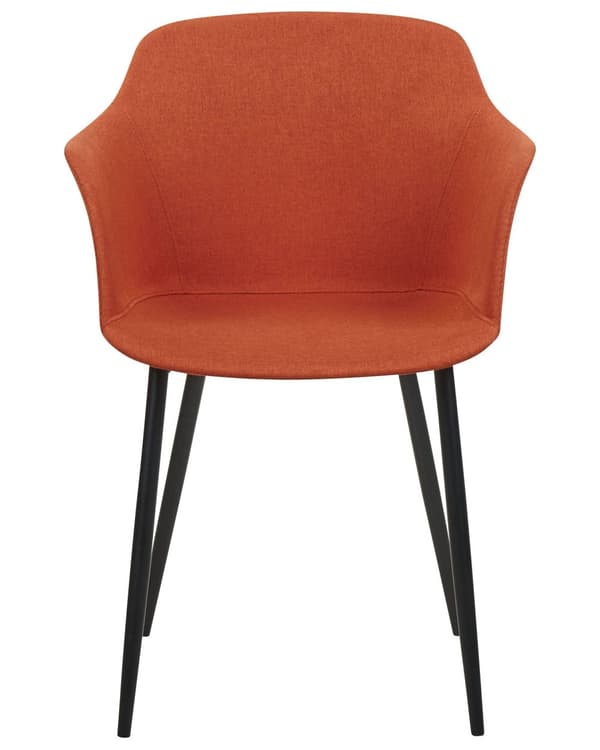 Uppsättning med 2 matstolar Orange tygklädda Svarta ben Retrostil Vardagsrumsmöbler