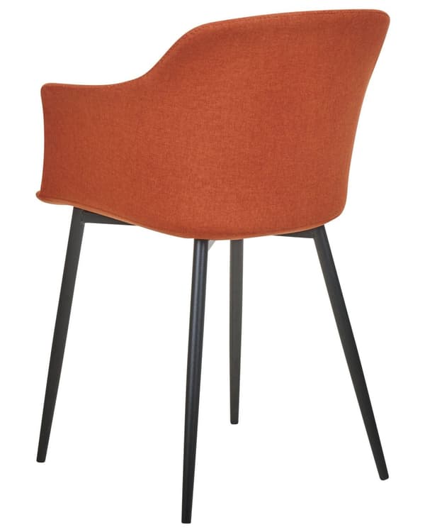 Uppsättning med 2 matstolar Orange tygklädda Svarta ben Retrostil Vardagsrumsmöbler