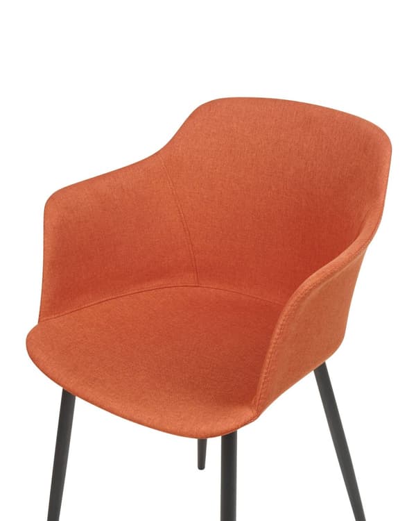 Uppsättning med 2 matstolar Orange tygklädda Svarta ben Retrostil Vardagsrumsmöbler