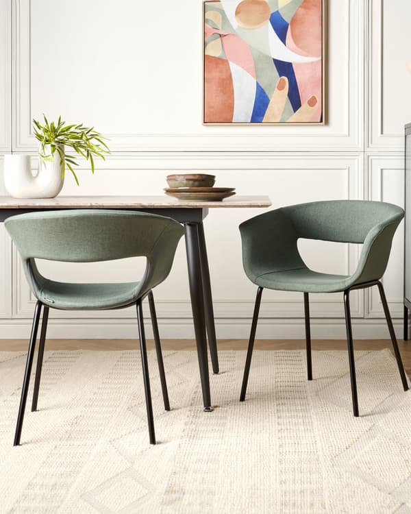 Sett med 2 spisestoler Mørkegrønn Polyester Metallben Moderne design Spisestue Kjøkken