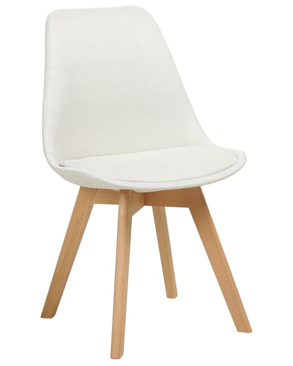 Sett med 2 Spisebordsstoler offwhite stoff med polstret sete Slanke treben