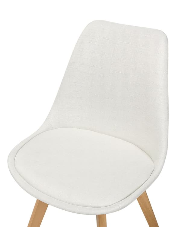 Sett med 2 Spisebordsstoler offwhite stoff med polstret sete Slanke treben