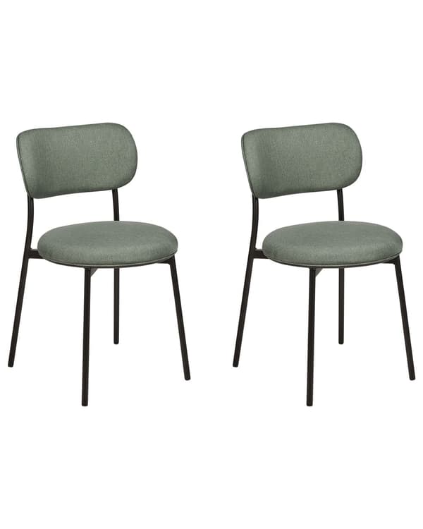 Sett med 2 spisestoler Grønn Polyester Metallben Uten armlener Moderne design Spisestue Kjøkken
