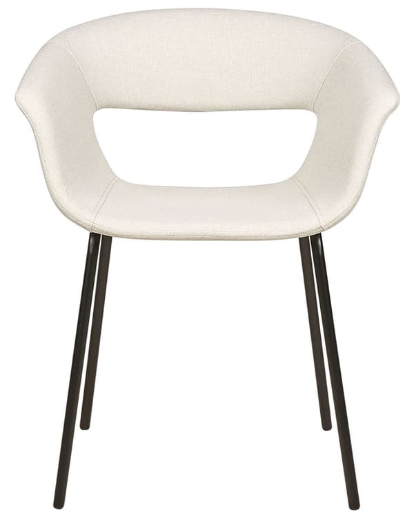 Sett med 2 spisestoler Beige Polyester Metallben Moderne design Spisestue Kjøkken