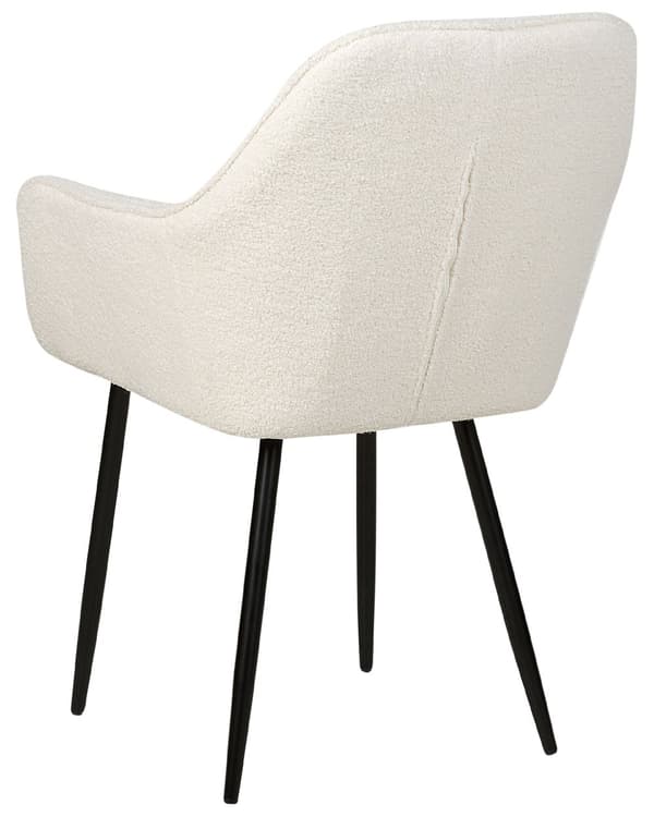 Sett med 2 Spisestoler Hvit Boucle med armlener Svarte metallben Moderne design