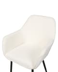 Miniatyrbilde 8 av 10: Sett med 2 Spisestoler Hvit Boucle med armlener Svarte metallben Moderne design