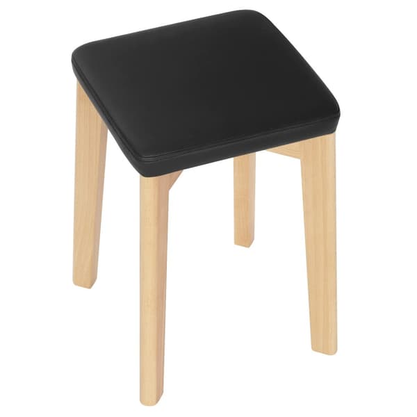 Rootz Spisestuestol - Køkkentaburet - Bøgesæde - PU-beklædt stol - Stabelsæde - Træskammel - Trækorn + Sort - 32,5x47x32,5 cm