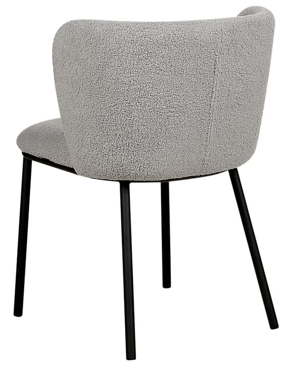 Sett med 2 spisestoler Grå Polyester Svarte metallben Uten armlener Buet form Moderne design Kjøkken Spisestue