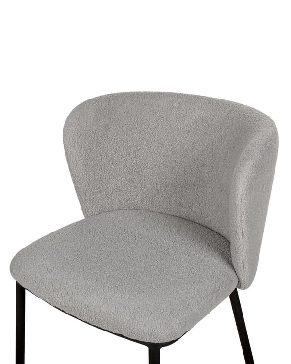 Sett med 2 spisestoler Grå Polyester Svarte metallben Uten armlener Buet form Moderne design Kjøkken Spisestue