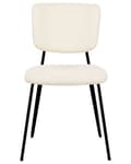 Miniatyrbilde 6 av 10: Sett med 2 spisestuestoler Off-White Boucle-kledning Svarte metallben Armless Curved Backrest Moderne moderne design