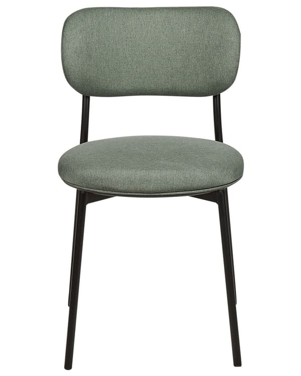 Set med 2 Matstolar Grön Polyester Sitsar Armlösa Metallben för Matsal Kök