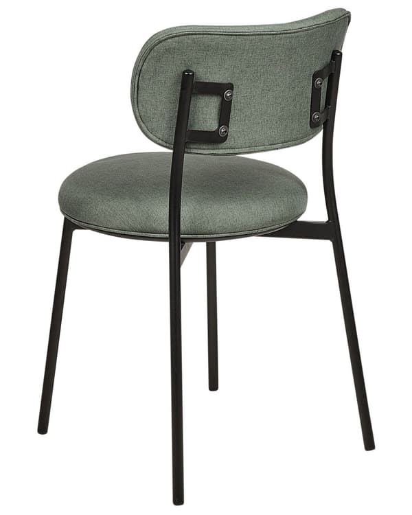 Set med 2 Matstolar Grön Polyester Sitsar Armlösa Metallben för Matsal Kök