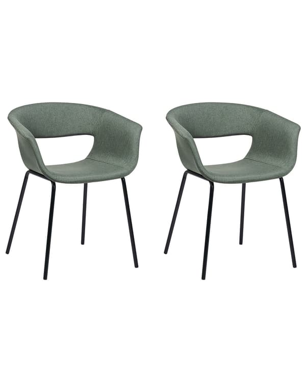 Set om 2 Matstolar Mörkgrön Polyester Sitsar Metallben för Matrum Kök