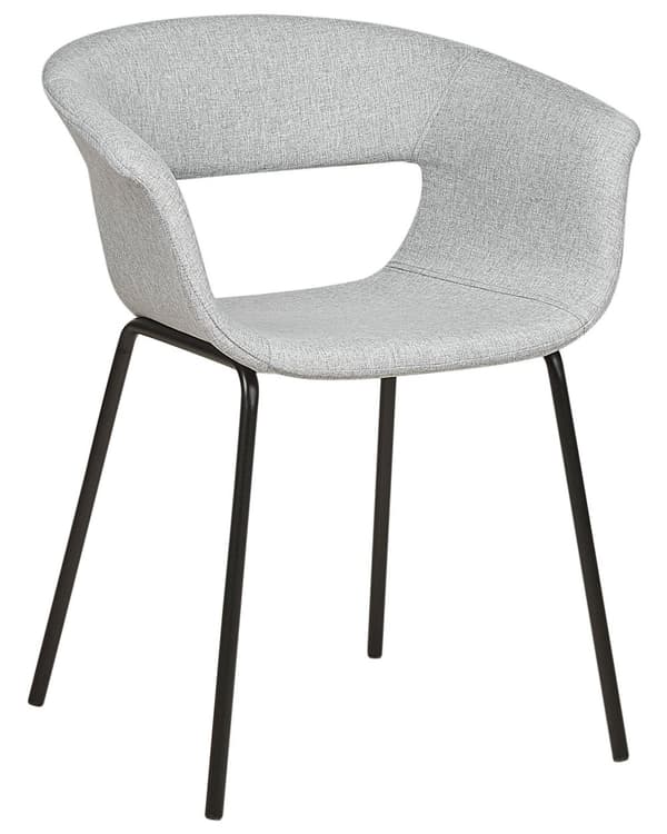 Set om 2 Matstolar Grå Polyester Sitsar Metallben för Matrum Kök