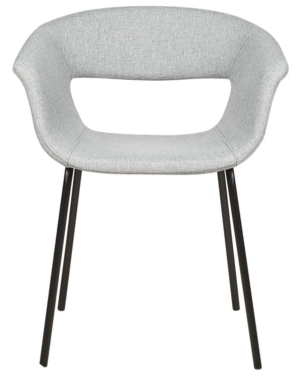Set om 2 Matstolar Grå Polyester Sitsar Metallben för Matrum Kök