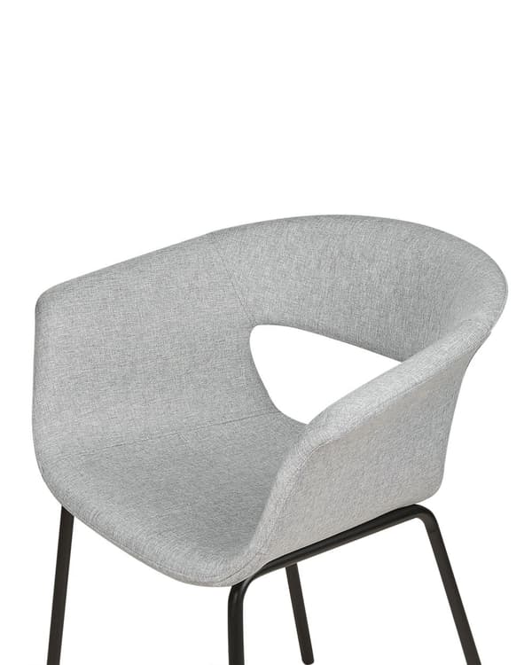 Set om 2 Matstolar Grå Polyester Sitsar Metallben för Matrum Kök