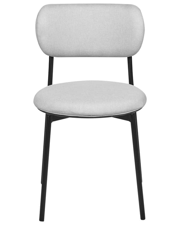 Set med 2 Matstolar Grå Polyester Sitsar Armlösa Metallben för Matsal Kök