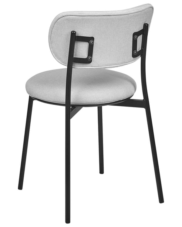 Set med 2 Matstolar Grå Polyester Sitsar Armlösa Metallben för Matsal Kök