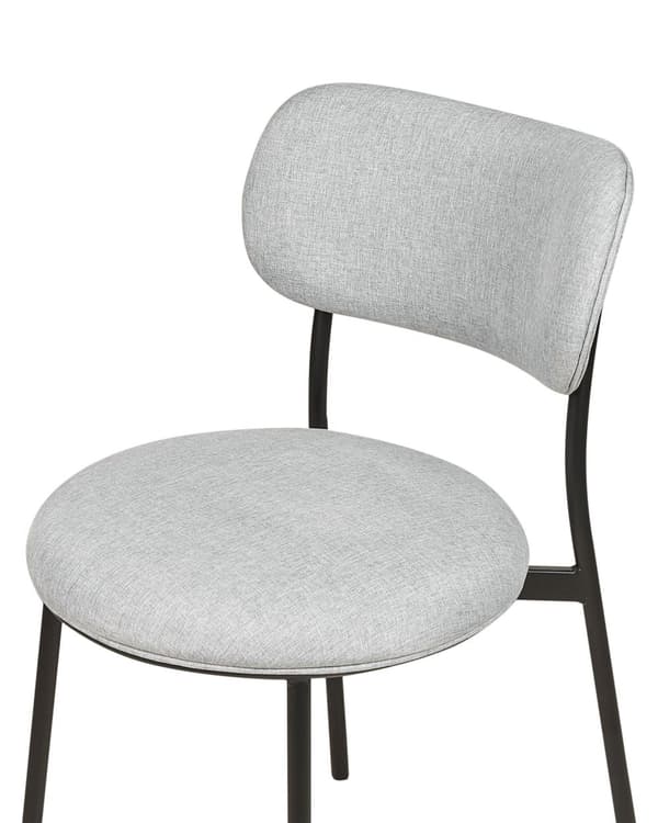 Set med 2 Matstolar Grå Polyester Sitsar Armlösa Metallben för Matsal Kök