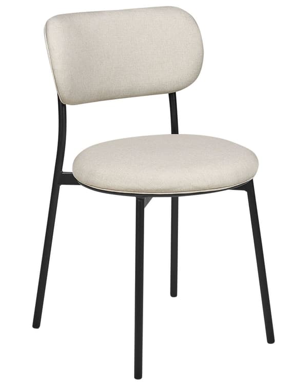 Set med 2 Matstolar Beige Polyester Sitsar Armlösa Metallben för Matsal Kök