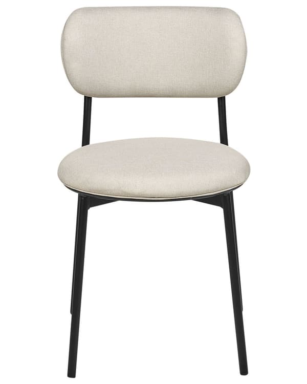 Set med 2 Matstolar Beige Polyester Sitsar Armlösa Metallben för Matsal Kök
