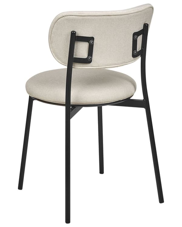 Set med 2 Matstolar Beige Polyester Sitsar Armlösa Metallben för Matsal Kök