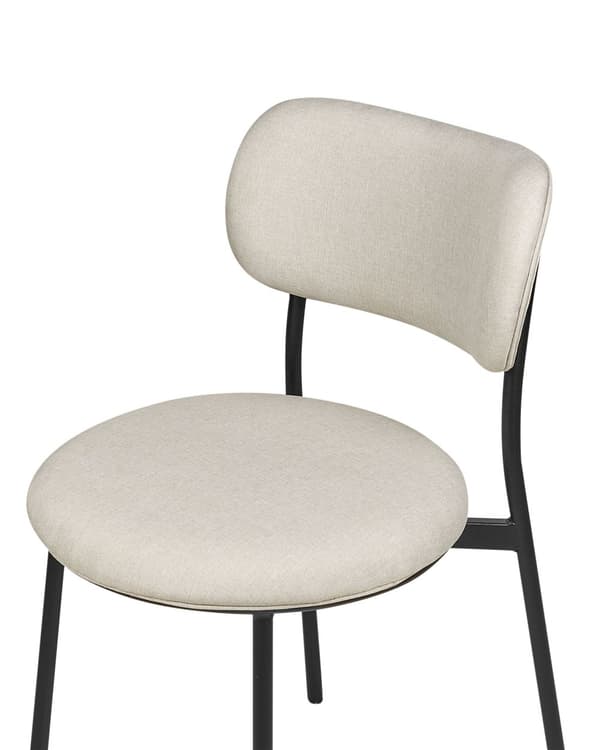Set med 2 Matstolar Beige Polyester Sitsar Armlösa Metallben för Matsal Kök
