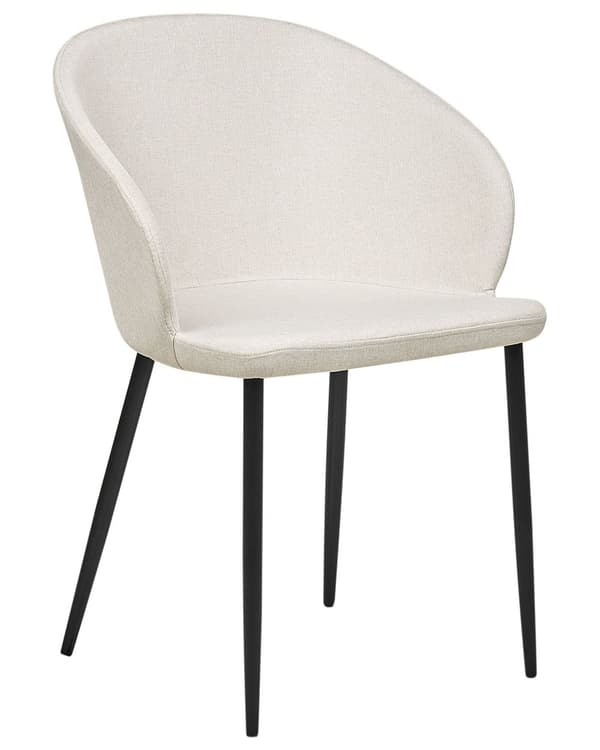 Sett med 2 spisebordsstoler Lys beige stoffkledd med svarte ben Retrostil Møbler i stuen