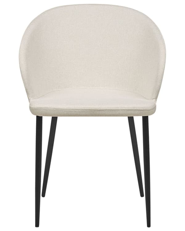 Sett med 2 spisebordsstoler Lys beige stoffkledd med svarte ben Retrostil Møbler i stuen