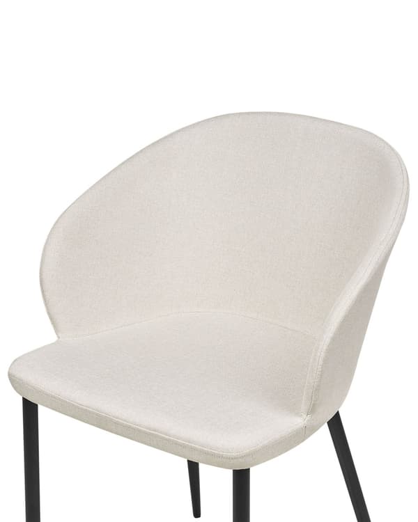Sett med 2 spisebordsstoler Lys beige stoffkledd med svarte ben Retrostil Møbler i stuen