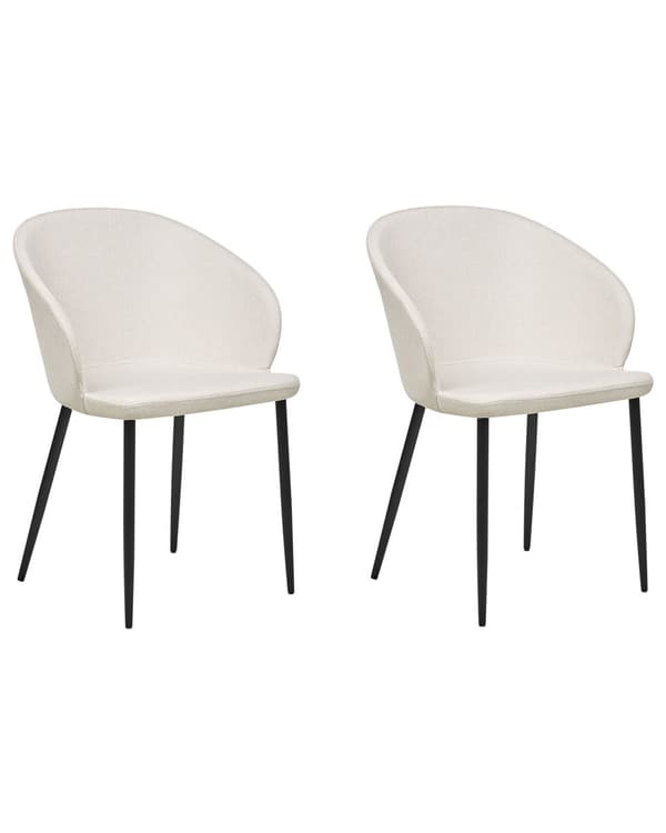 Sett med 2 spisebordsstoler Lys beige stoffkledd med svarte ben Retrostil Møbler i stuen