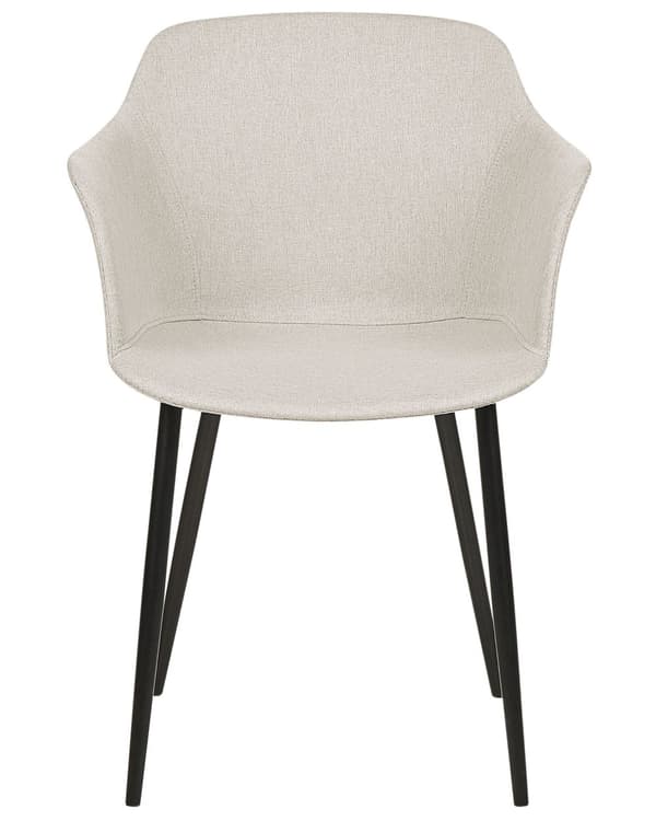 Sett med 2 spisebordsstoler Lys beige stoffkledd med svarte ben Retrostil Møbler i stuen