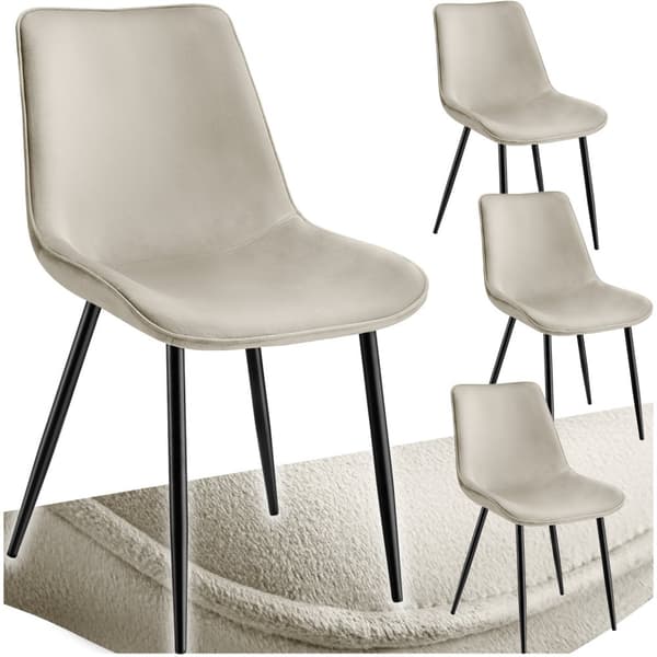 Set med stolar i sammetslook Monroe - creme, Uppsättning om 4