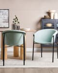 Miniatyrbilde 2 av 9: Sett med 2 Spisestoler Mintfarget Møbeltrekk i stoff Moderne design Spisestue Kjøkken