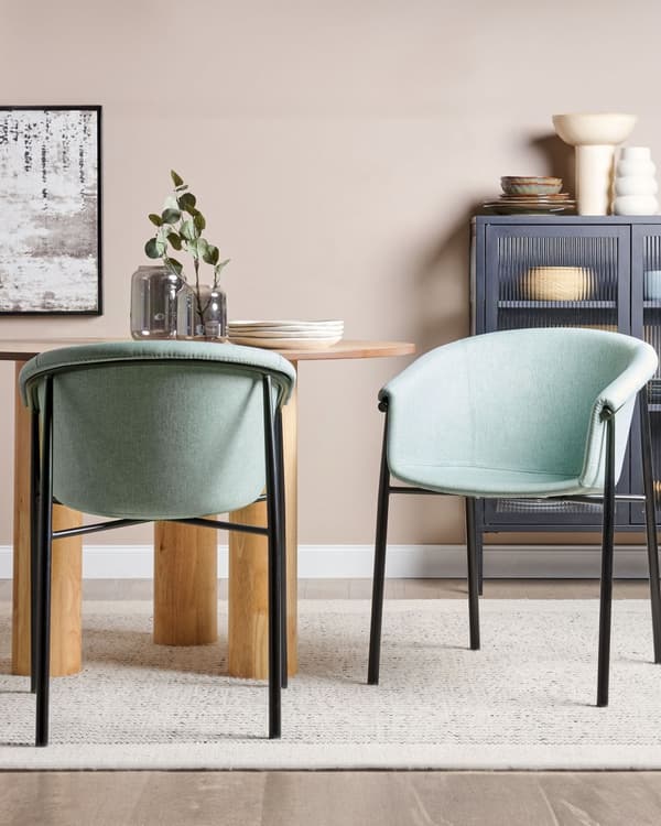 Sett med 2 Spisestoler Mintfarget Møbeltrekk i stoff Moderne design Spisestue Kjøkken