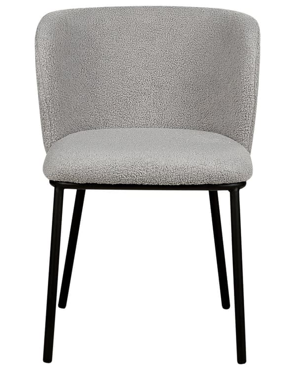 Uppsättning med 2 matstolar Grå polyesterklädsel Svarta metallben Armlöst böjt ryggstöd Modern modern design