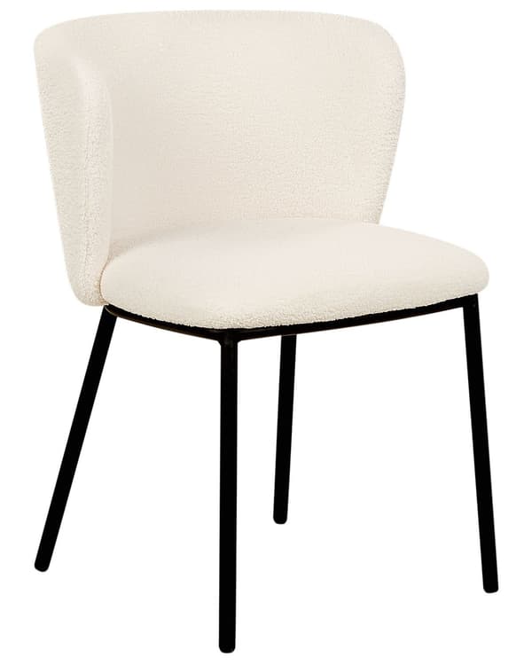 Uppsättning med 2 matstolar Klädsel i krämfärgad polyester Svarta metallben Armlöst böjt ryggstöd Modern och samtida design