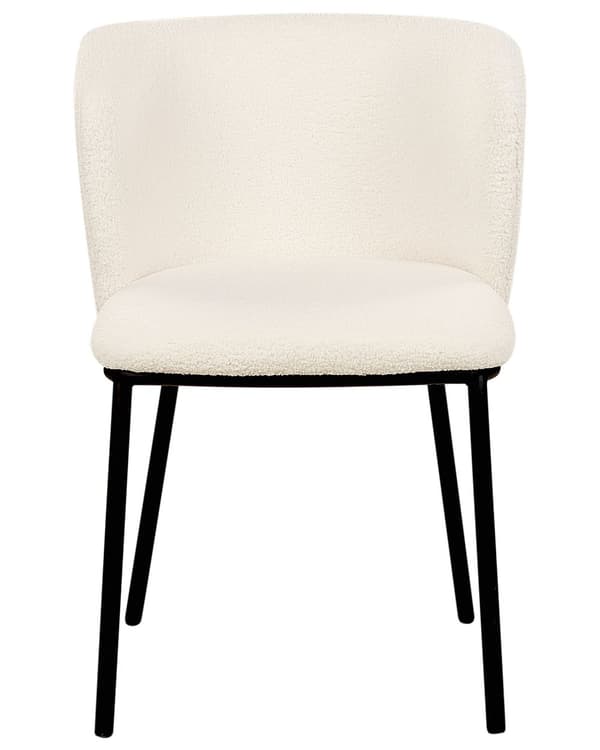 Uppsättning med 2 matstolar Klädsel i krämfärgad polyester Svarta metallben Armlöst böjt ryggstöd Modern och samtida design