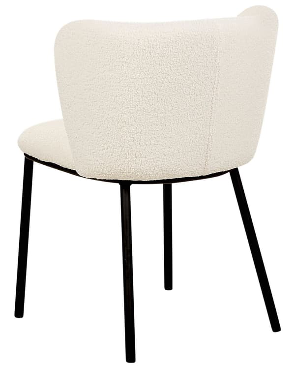Uppsättning med 2 matstolar Klädsel i krämfärgad polyester Svarta metallben Armlöst böjt ryggstöd Modern och samtida design