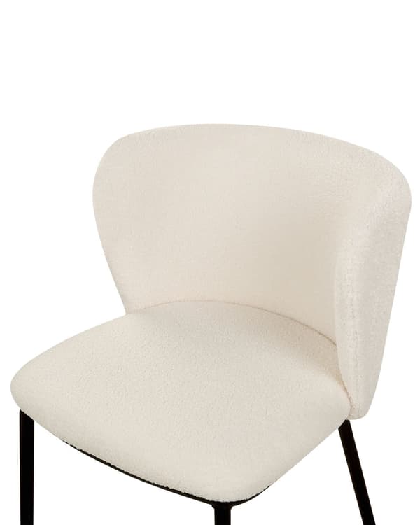 Uppsättning med 2 matstolar Klädsel i krämfärgad polyester Svarta metallben Armlöst böjt ryggstöd Modern och samtida design