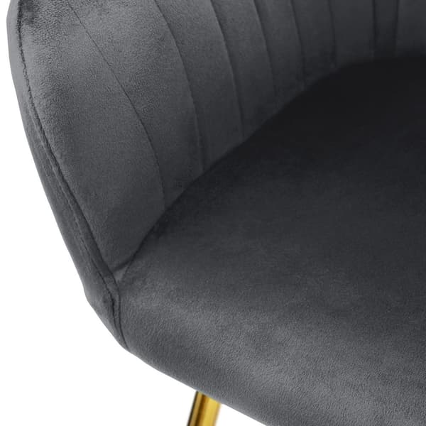 Spisebordsstole med ryglæn sæt med 2 grå velourbetræk med metalben ML-Design