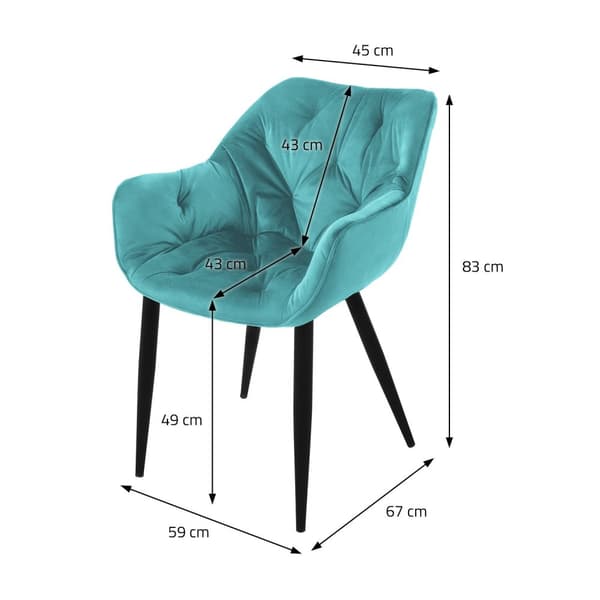 Sæt med 4 stole Spisestuestole Køkkenstol Stuestole Polstret stol Velvet