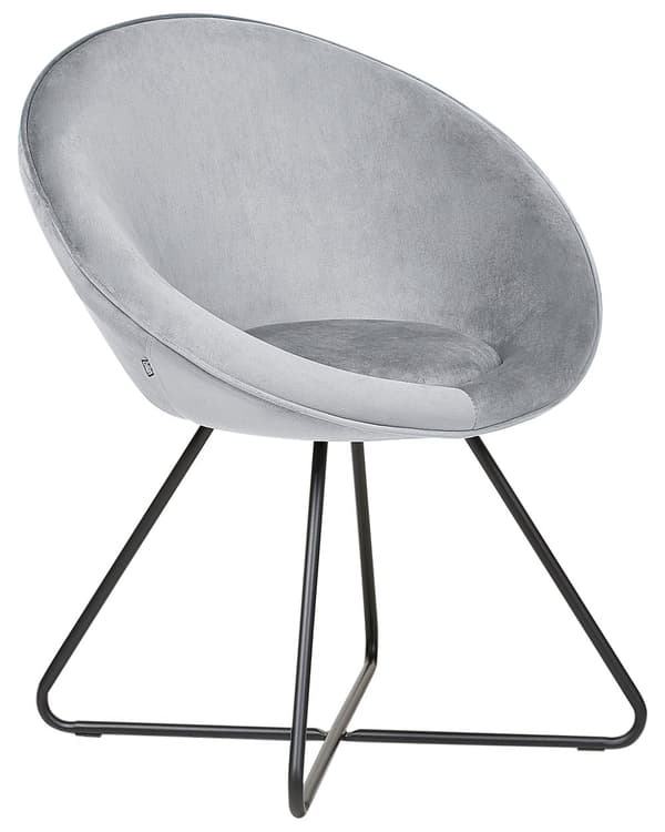Accentstol Grå Klädsel Sammet Rund Sits Retro Minimalistisk
