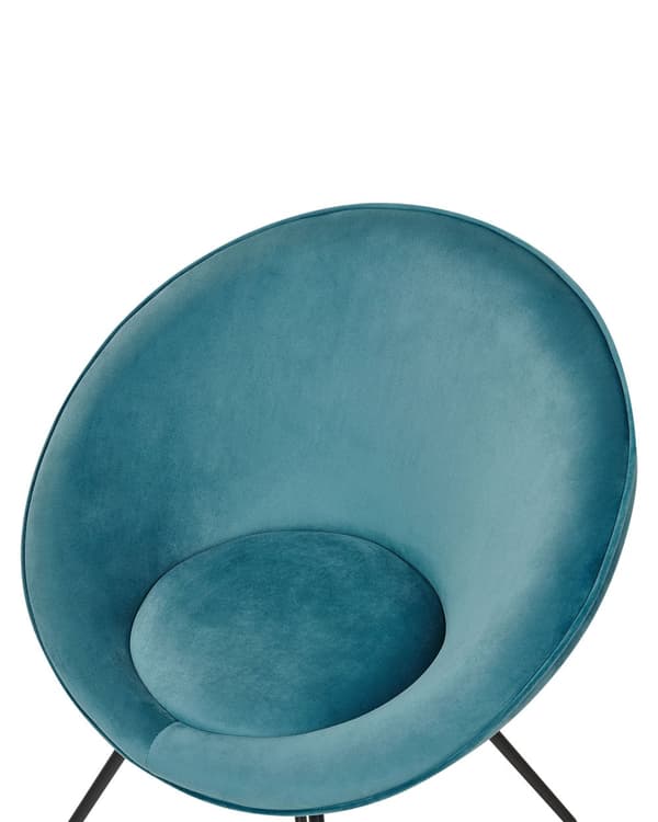 Accentstol Blå Klädsel Sammet Rund Sits Retro Minimalistisk