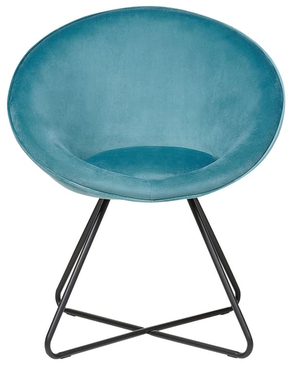 Accentstol Blå møbeltrekk Fløyel Rund Sete Retro Minimalistisk